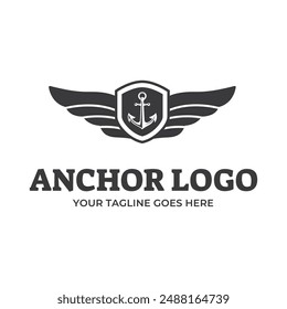 Vintage nautical anchor logo design
