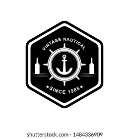 vintage nautical badges and labels, Logo icon, illustration, nautical logo. vector