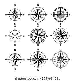 Vintage Nautical Compass Vector Illustration