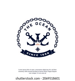 Vintage Nautical King Anchor Emblem. Anchor and Crown for Marine Badges Ship Boat Logo Design Template Element