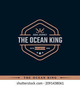 Vintage Nautical King Anchor Emblem. Anchor and Crown for Marine Badges Ship Boat Logo Design Template Element