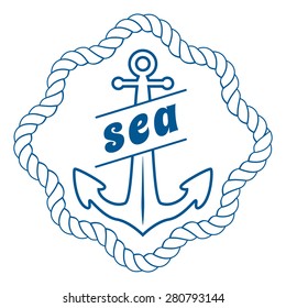 vintage nautical label, icon and design element