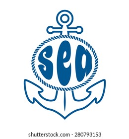 vintage nautical label, icon and design element