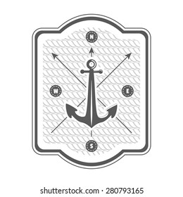 vintage nautical label, icon and design element