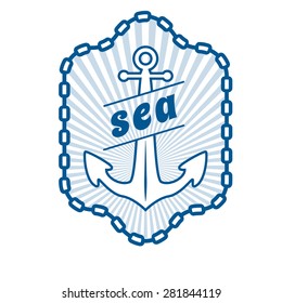 vintage nautical label, icon and design element