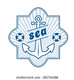 vintage nautical label, icon and design element