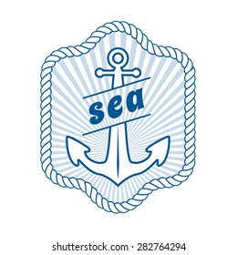 vintage nautical label, icon and design element
