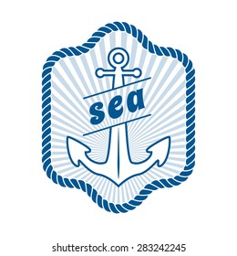 vintage nautical label, icon and design element