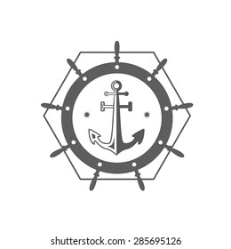vintage nautical label icon and design element