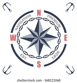 Vintage nautical labels, icons and design elements vector. Vintage vector sea anchor rope ribbon design. Premium quality nautical insignia element.