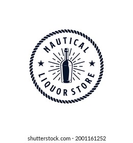 Vintage Nautical Liquor Store Badge Logo Design