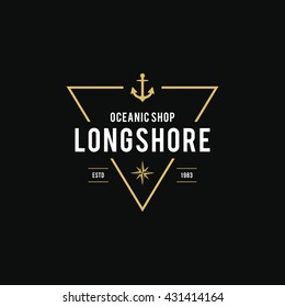 Vintage nautical logo, Retro design element