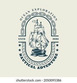 Vintage nautical marine logo design template