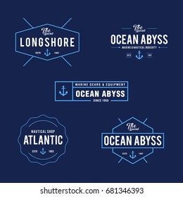 Vintage Nautical and Ocean Label Badge, Retro design element