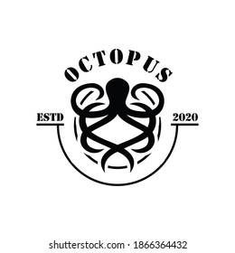 Vintage Nautical Octopus Kraken Logo Emblem Template Vector.Eps 10