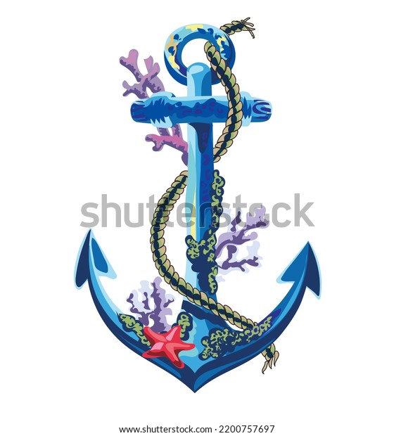 Vintage Nautical Sea Ships Anchor Shell Stock Vector (Royalty Free ...