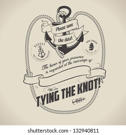 Vintage nautical themed wedding invitation with place for text