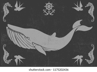 Vintage nautical vector graphics.Nautical tattoo icon sets.