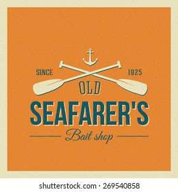 Vintage Nautical Vector Label or Logo with Retro Print Look on Textured Background