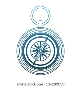 Vintage navigation compass on blue lines