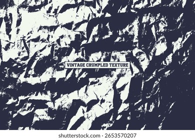 Vintage Arrière-Plan Texture Froissée Bleu Marine, Revêtement En Papier Grunge Plissé En Détresse, Image vectorielle De Surface Vieille Vieille Frisée, Conception À Effet Froissé Marine Abstrait, Matériau Endommagé Bleu Foncé Rétro Retour