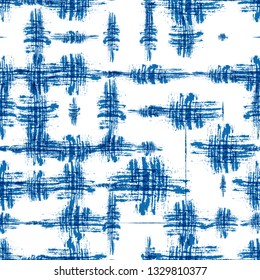 Vintage Navy Textile Seamless Pattern. Cracked Marine Texture. Dirt Fabric Effect Pattern. Bohemian Dress Print Design. Distressed Vintage Backdrop.