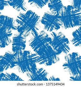 Vintage Navy Textile Seamless Pattern. Abstract Marine Texture. Grungy Paint Textile Pattern. Bohemian Dress Print Design. Geometric Tie Dye Backdrop.