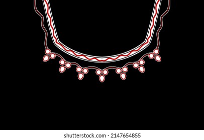 Vintage neck print vector. India embroidery neckline print. Neck design for collars shirts, shirts, blouses, T-shirts, etc. White-collar shirts printing.
