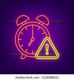 Vintage neon icon with red alarm alert on halftone. Notification bell icon.