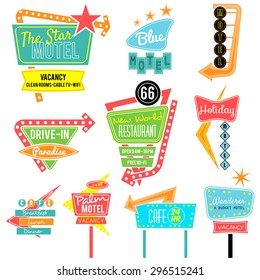 Vintage Neon Sign Colorful Collection,road Trip