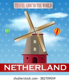 Vintage Netheland Travel vacation poster