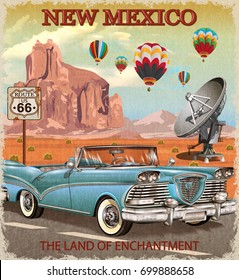 Vintage New Mexico road trip poster.