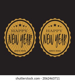 vintage new year emblem. gold color with black background. for greeting cards, gift tags, promotions, logos, emblems, templates. vector, eps 10