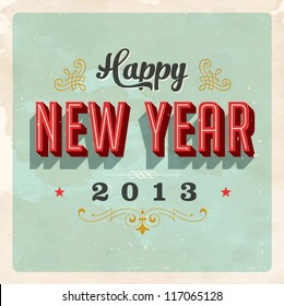 Vintage New Year's Eve Card - Vector EPS10. Grunge effects can be easily removed for a brand new, clean sign.