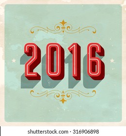 Vintage New Year's Eve Card - Vector EPS10. Grunge effects can be easily removed for a brand new, clean sign.