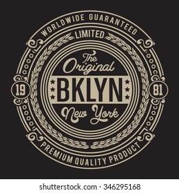  Vintage New York Brooklyn typography, t-shirt graphics, vectors