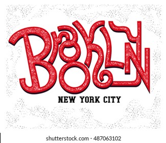 Vintage New York Brooklyn typography, t-shirt graphics, vectors