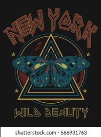 Vintage New York Butterfly Rock Graphic T-shirt