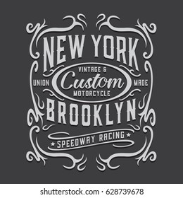 Vintage New York  motorcycle typography, tee shirt graphics, vectors