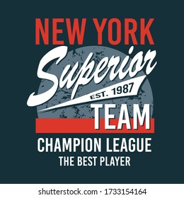 Vintage new york superior team typography, vector