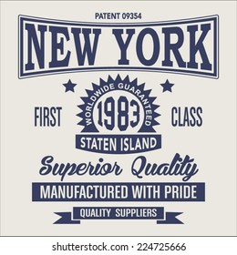 Vintage New York typography, t-shirt graphics, vectors