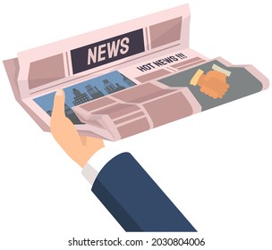 Vintage newspaper of business. News articles newsprint magazine old design. Printing text in preess. Brochure newspaper pages with headline of hot news. Paper retro journal vector grunge template