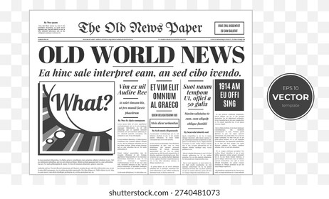 Vintage newspaper design featuring the headline 'Old World News' with a classic look.
