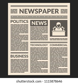 Vintage Newspaper Template. Vector