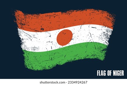 vintage Niger flag Grunge effect with brush stroke