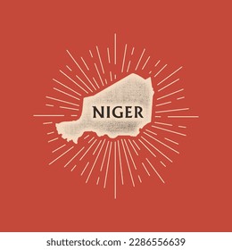 Vintage Niger map with grunge texture and emblem. Niger vintage print for t-shirt. Trendy Hipster design. Vector illustration