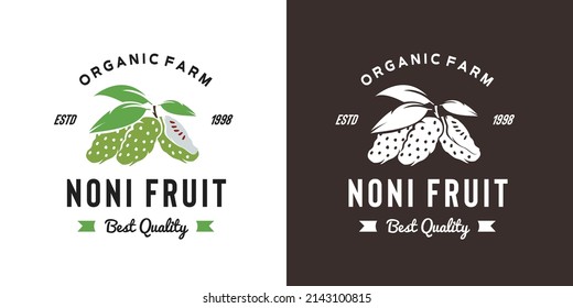 vintage noni fruit logo illustration suitable for fruit shop and fruit farm