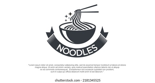 vintage noodle logo design. Noodle and bowl vector