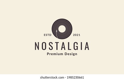 Vintage Nostalgia Disc Music Logo Symbol Vector Icon Illustration Graphic Design