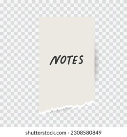 Vintage note grunge texture with torn paper , isolated on transparent background , illustration Vector EPS 10